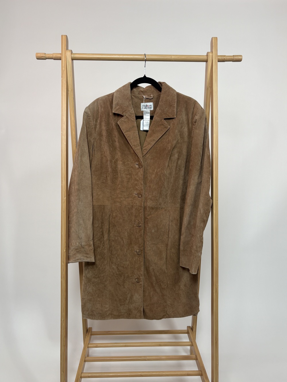 PF-1324 Style & Co Tan Suede Long Jacket